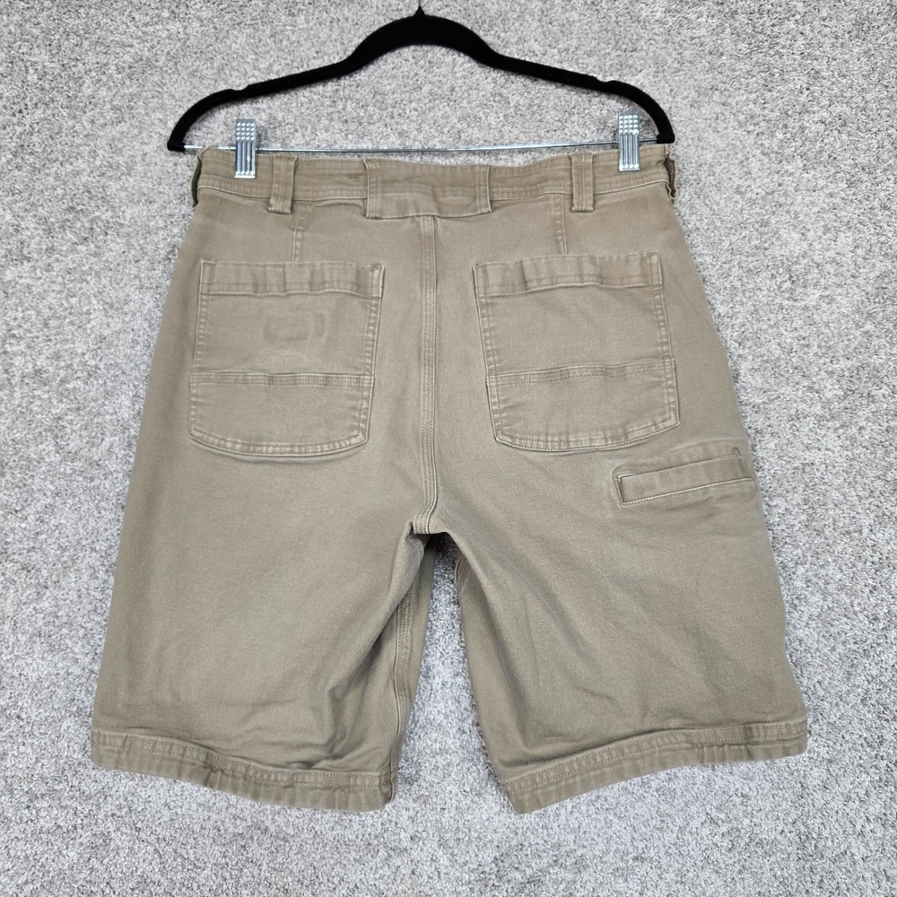 Duluth Trading Co Flex Fire Hose Men 32 Tan Canvas Work Shorts stretch relaxed